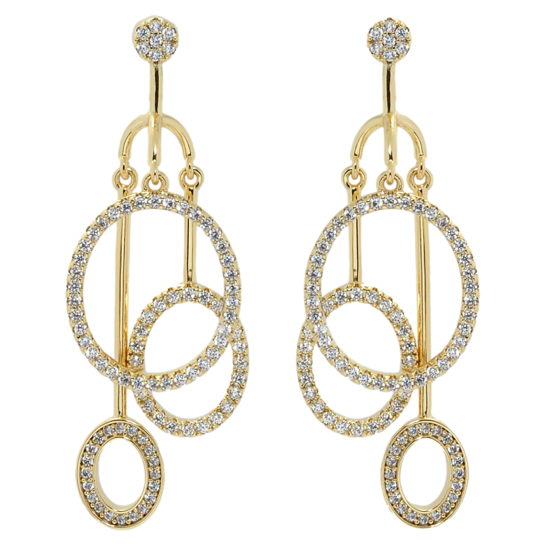 Серьги Xuping QQMM Позолота 14K пусеты Подвески с колечками фото №3 Серьги Xuping QQMM Позолота 14K пусеты Подвески с колечками фото №3