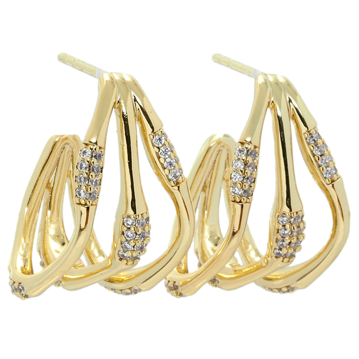 Сережки Xuping QQMM Позолота 14K пусети Декоративні з цирконієм фото №5 Сережки Xuping QQMM Позолота 14K пусети Декоративні з цирконієм фото №5