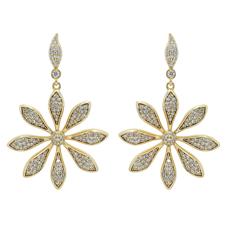 Сережки Xuping QQMM Позолота 14K пусети Квіточки з цирконієм фото №1