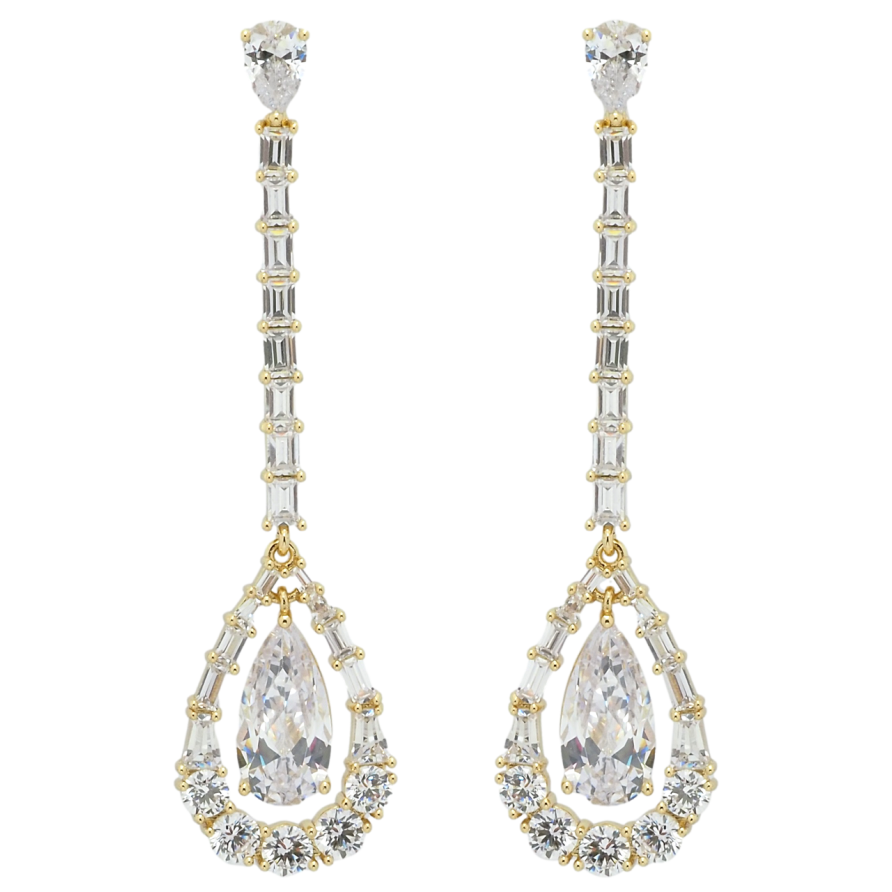 Сережки Xuping QQMM Позолота 14K пусети Кристальні підвіски фото №1 Сережки Xuping QQMM Позолота 14K пусети Кристальні підвіски фото №1