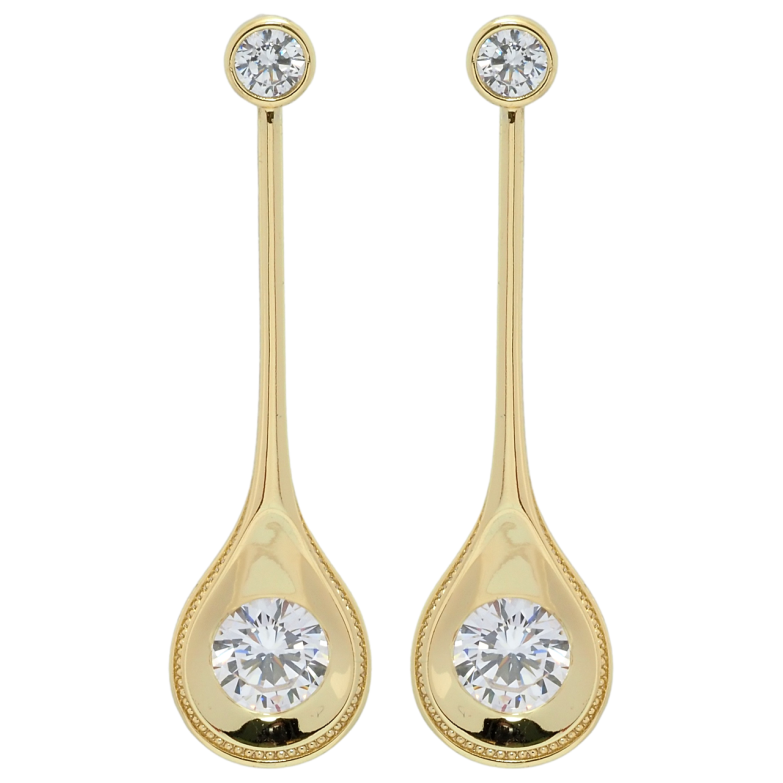 Серьги Xuping QQMM Позолота 14K пусеты Подвески с фианитами фото №4