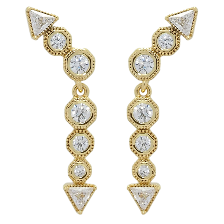 Сережки Xuping QQMM Позолота 14K пусети Стріли з фіанітами фото №16 Сережки Xuping QQMM Позолота 14K пусети Стріли з фіанітами фото №16