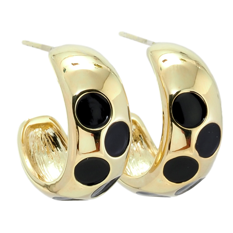 Сережки Xuping QQMM Позолота 14K пусети Дуги з точками емаллю фото №3 Сережки Xuping QQMM Позолота 14K пусети Дуги з точками емаллю фото №3