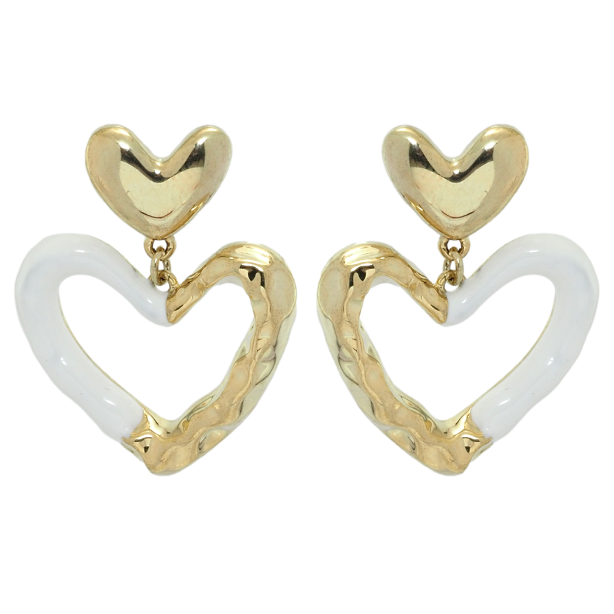 Серьги Xuping QQMM Позолота 14K пусеты Сердечки с покрытием белой эмалью фото №1 Серьги Xuping QQMM Позолота 14K пусеты Сердечки с покрытием белой эмалью фото №1