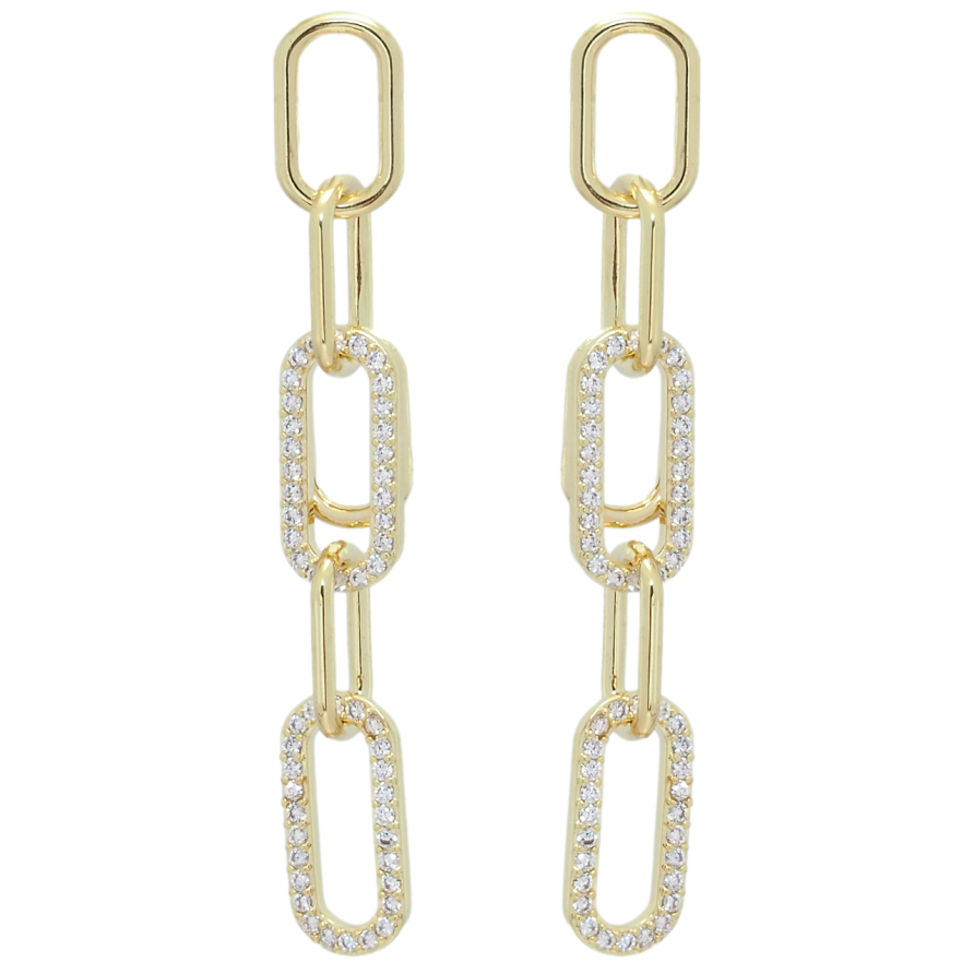 Сережки Xuping QQMM Позолота 14K пусети Ланцюжки з цирконієм фото №1 Сережки Xuping QQMM Позолота 14K пусети Ланцюжки з цирконієм фото №1