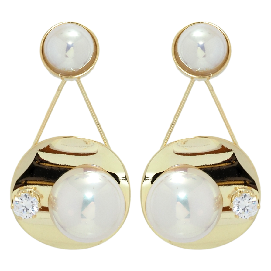 Сережки Xuping QQMM Позолота 14K пусети Підвіски з перлинами фото №1 Сережки Xuping QQMM Позолота 14K пусети Підвіски з перлинами фото №1