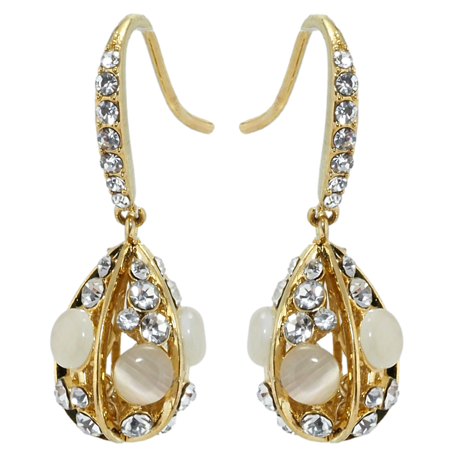 Серьги Xuping QQMM Позолота 14K французский замок Капельки с инкрустацией цирконием и кошачьим глазом фото №1 Серьги Xuping QQMM Позолота 14K французский замок Капельки с инкрустацией цирконием и кошачьим глазом фото №1