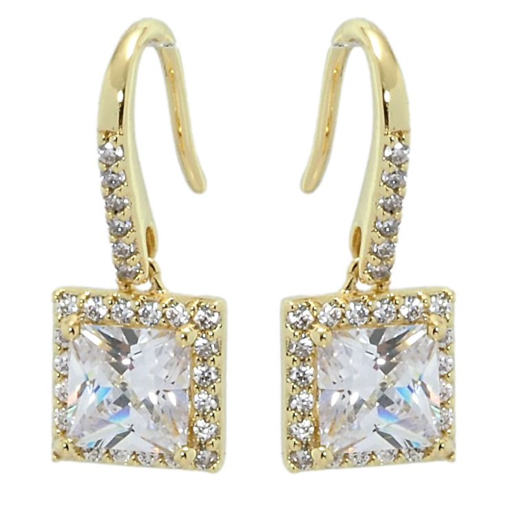 Серьги Xuping QQMM Позолота 14K французский замок Фианиты в обрамлении циркония фото №5 Серьги Xuping QQMM Позолота 14K французский замок Фианиты в обрамлении циркония фото №5