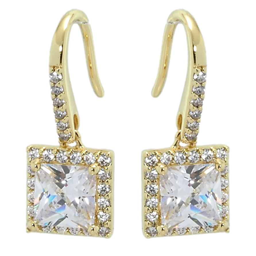 Серьги Xuping QQMM Позолота 14K французский замок Фианиты в обрамлении циркония фото №1 Серьги Xuping QQMM Позолота 14K французский замок Фианиты в обрамлении циркония фото №1