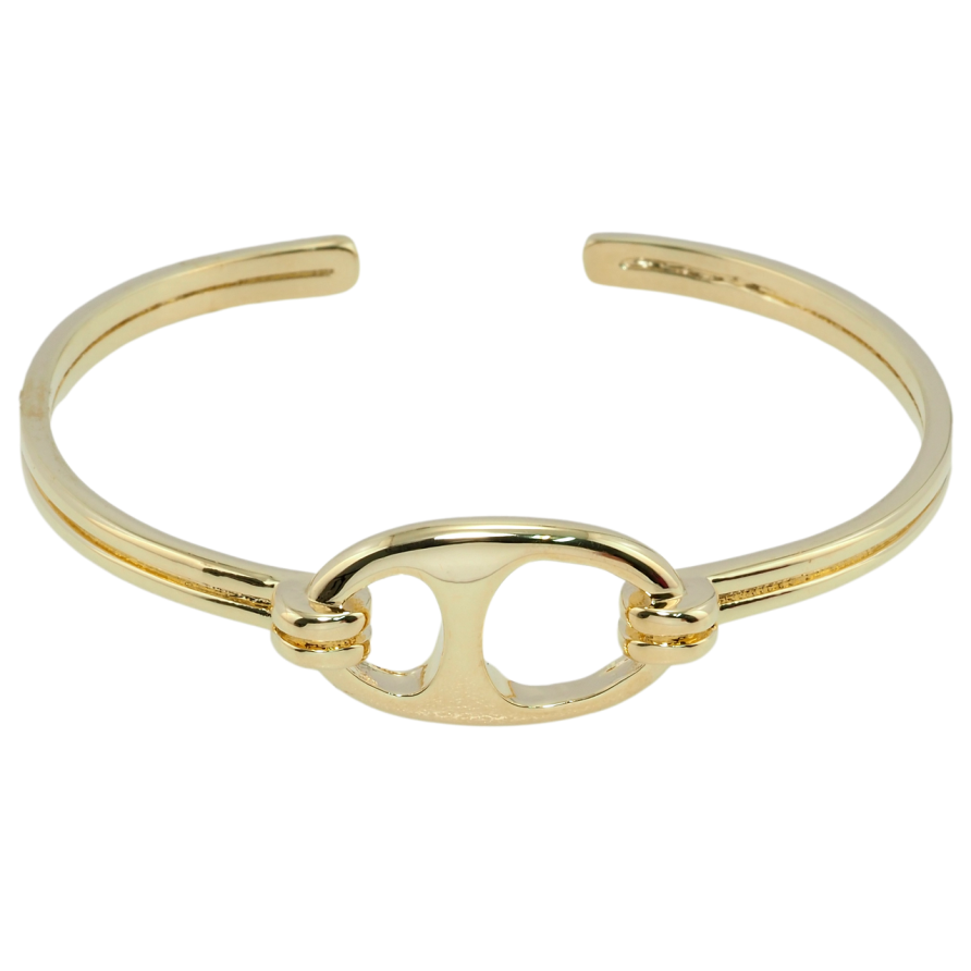 Браслет Xuping QQMM Позолота 14K Жесткая шинка с овальной вставкой ø 5.5см фото №1