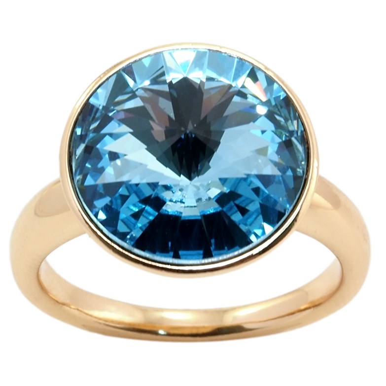 Каблучка Xuping колір 18K з кр-ми Swarovski Кристал Aquamarine, ø 15мм фото №1