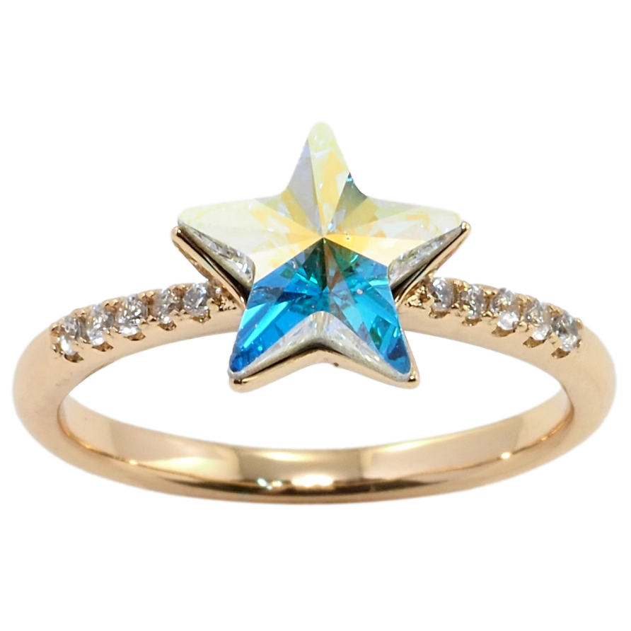 Каблучка Xuping колір 18K з кр-ми Swarovski Зірка кристал АВ фото №1 Каблучка Xuping колір 18K з кр-ми Swarovski Зірка кристал АВ фото №1
