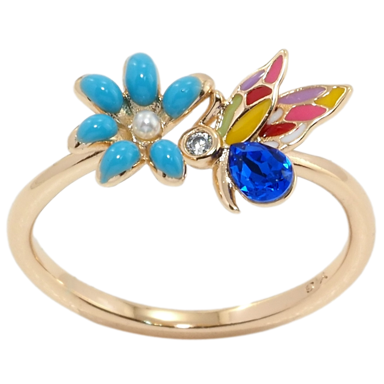 Каблучка Xuping колір 18K з кр-ми Swarovski Метелик на квітці з кристалом Capri Blue та емаллю фото №21 Каблучка Xuping колір 18K з кр-ми Swarovski Метелик на квітці з кристалом Capri Blue та емаллю фото №21