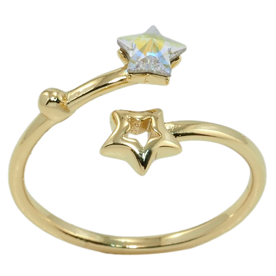 Кольцо Xuping цвет 14K с кр-ми Swarovski Звезды кристалл АВ фото №1 Кольцо Xuping цвет 14K с кр-ми Swarovski Звезды кристалл АВ фото №1