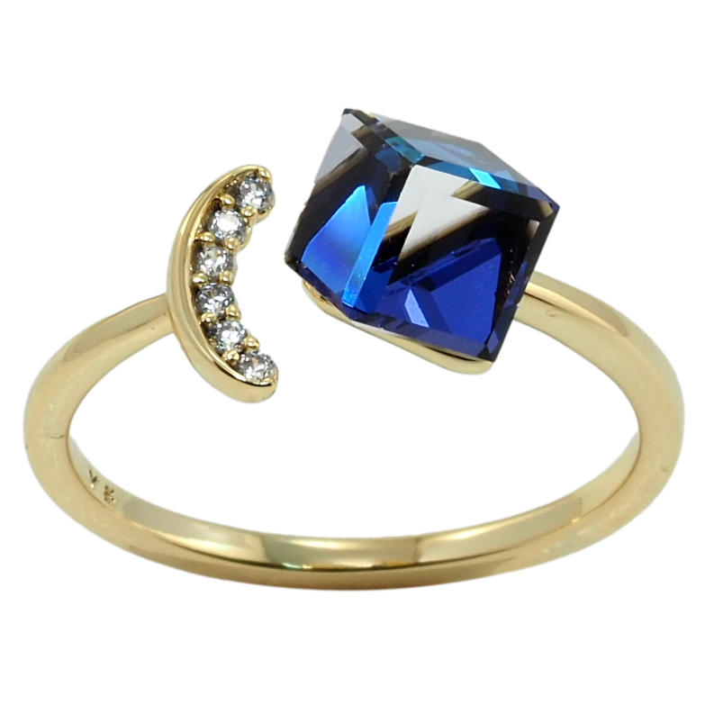 Каблучка Xuping колір 14K з кр-ми Swarovski Кристальний куб Capri Blue фото №18 Каблучка Xuping колір 14K з кр-ми Swarovski Кристальний куб Capri Blue фото №18