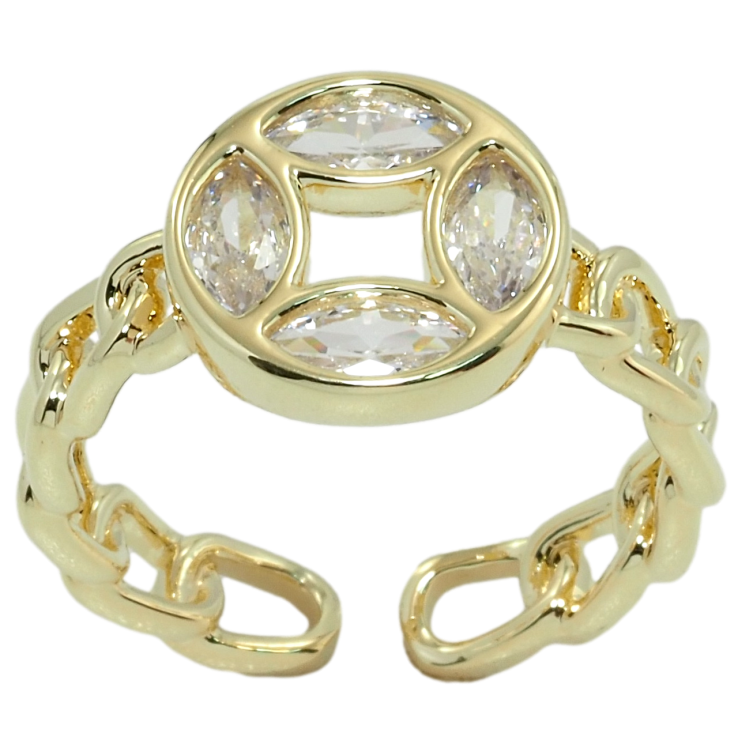 Кольцо Xuping QQMM Позолота 14K Цепочка с кругом из фианитов фото №19 Кольцо Xuping QQMM Позолота 14K Цепочка с кругом из фианитов фото №19