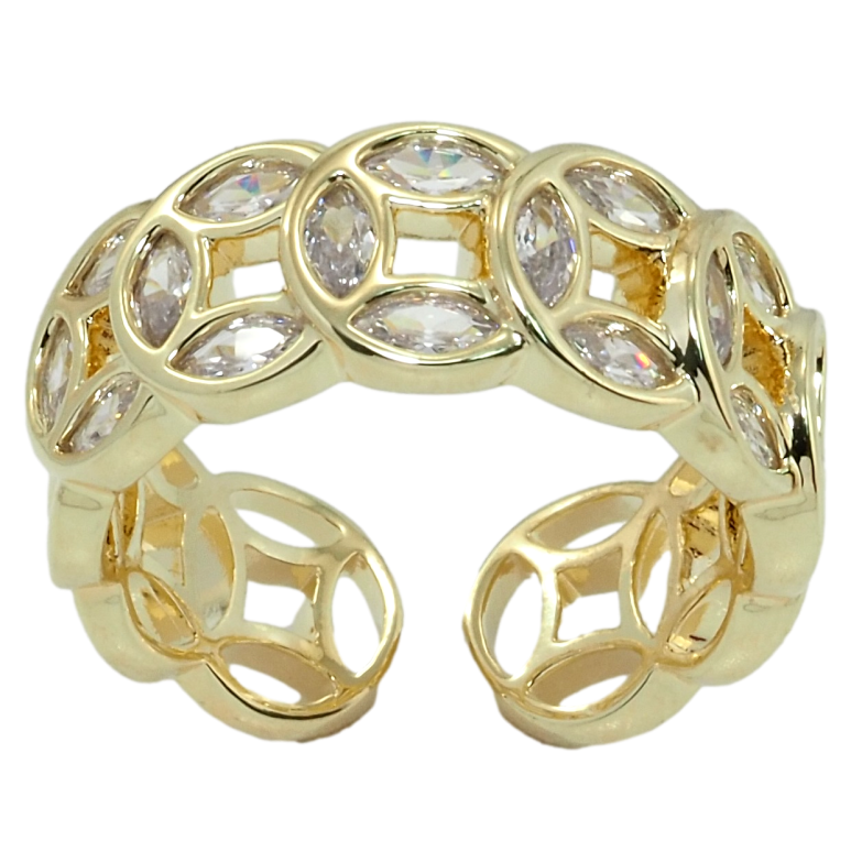 Кольцо Xuping QQMM Позолота 14K Колечки с фианитами фото №2 Кольцо Xuping QQMM Позолота 14K Колечки с фианитами фото №2