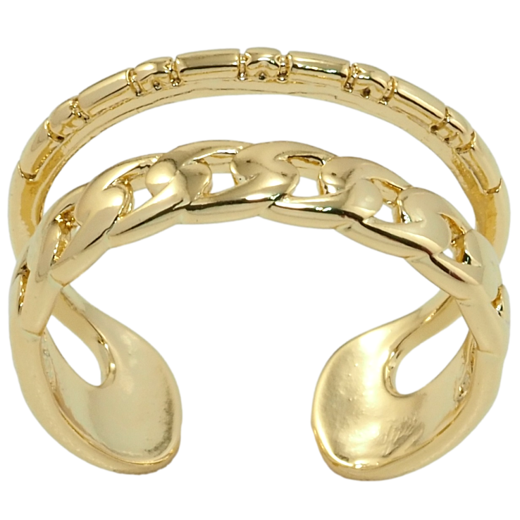 Кольцо Xuping QQMM Позолота 14K Двойная шинка с узором цепочка фото №9 Кольцо Xuping QQMM Позолота 14K Двойная шинка с узором цепочка фото №9