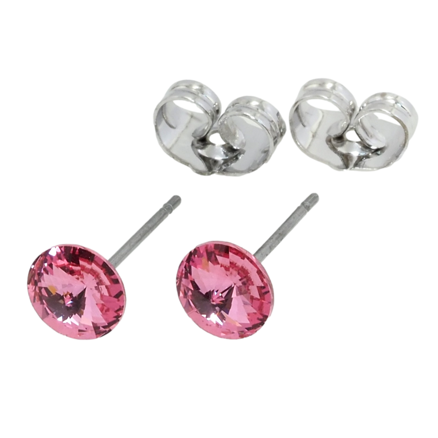 Серьги Xuping цвет Родий с кристаллами Swarovski пусеты Кристалл Rose ø 6мм фото №1