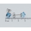 Серьги Xuping цвет Родий с кристаллами Swarovski пусеты Кристальные кубики Aquamarine 6х6мм фото №2