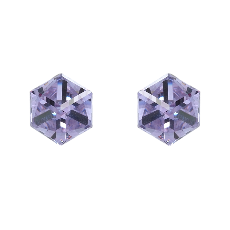 Сережки Xuping колір Родій з кристалами Swarovski пусети Кристальні кубики Provence Lavender 6х6мм фото №3