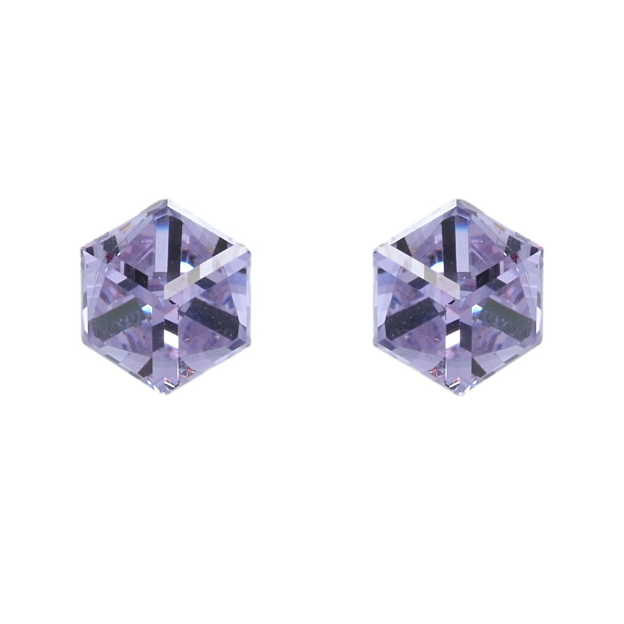 Серьги Xuping цвет Родий с кристаллами Swarovski пусеты Кристальные кубики Provence Lavender 6х6мм фото №1