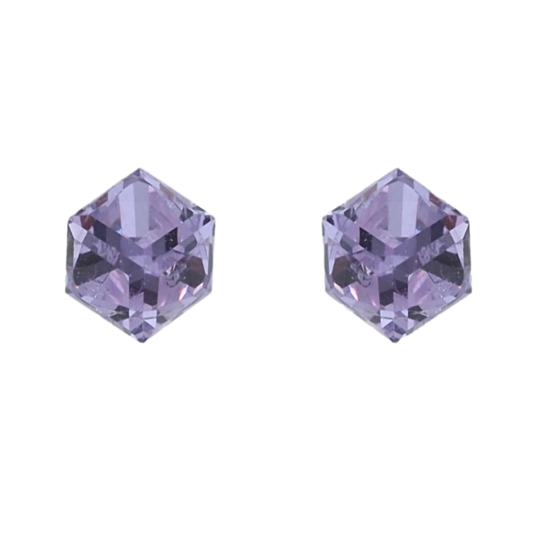 Сережки Xuping колір Родій з кристалами Swarovski пусети Кристальні кубики Tanzanite, 4х4мм фото №1