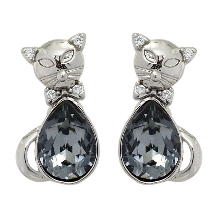 Серьги Xuping цвет Родий с кристаллами Swarovski пусеты Кошки с кристаллами Silver Night фото №13 Серьги Xuping цвет Родий с кристаллами Swarovski пусеты Кошки с кристаллами Silver Night фото №13