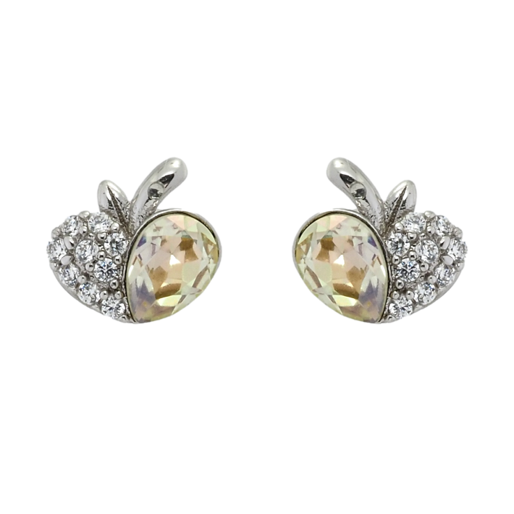 Серьги Xuping цвет Родий с кристаллами Swarovski пусеты Яблочки с кристаллами Tabac фото №17