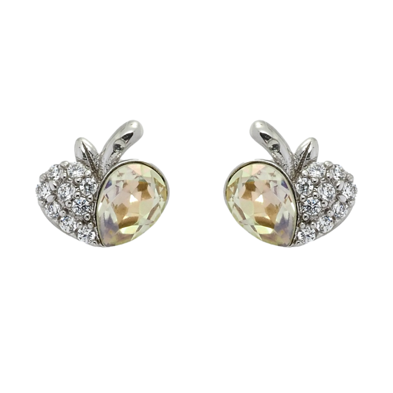 Сережки Xuping колір Родій з кристалами Swarovski пусети Яблука з кристалами Tabac фото №7 Сережки Xuping колір Родій з кристалами Swarovski пусети Яблука з кристалами Tabac фото №7