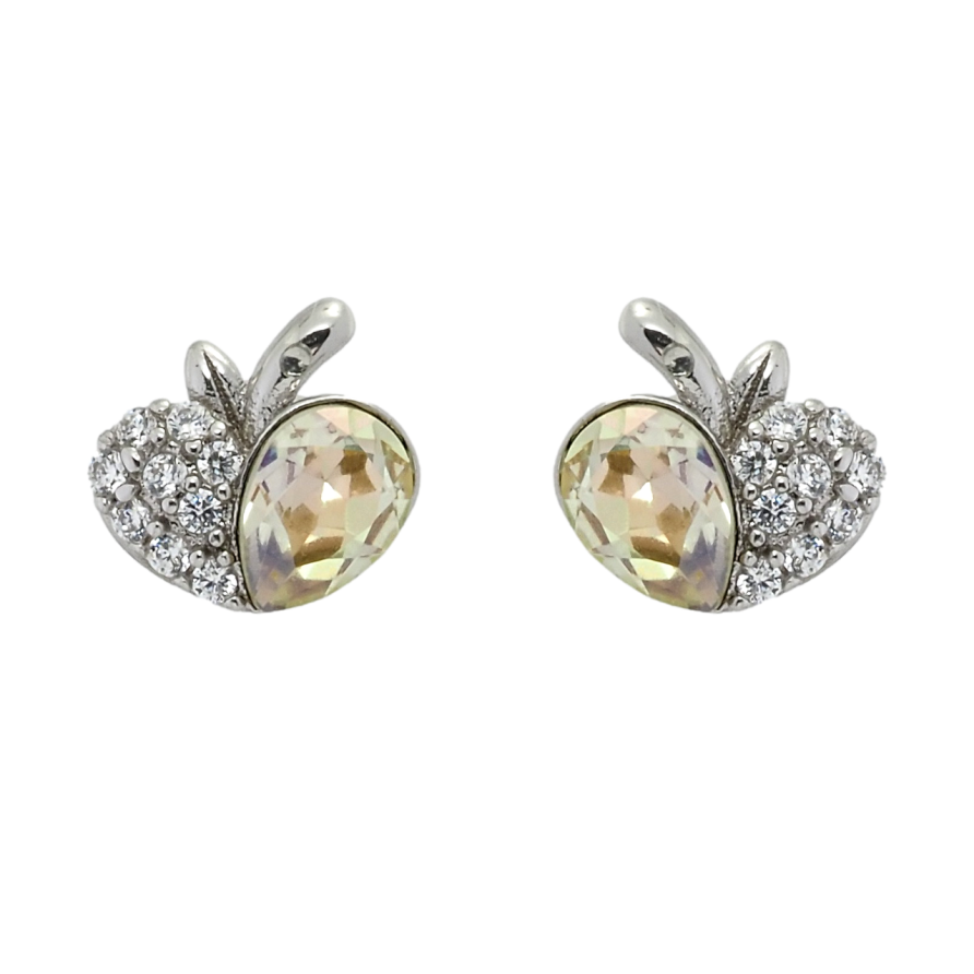 Сережки Xuping колір Родій з кристалами Swarovski пусети Яблука з кристалами Tabac фото №1 Сережки Xuping колір Родій з кристалами Swarovski пусети Яблука з кристалами Tabac фото №1