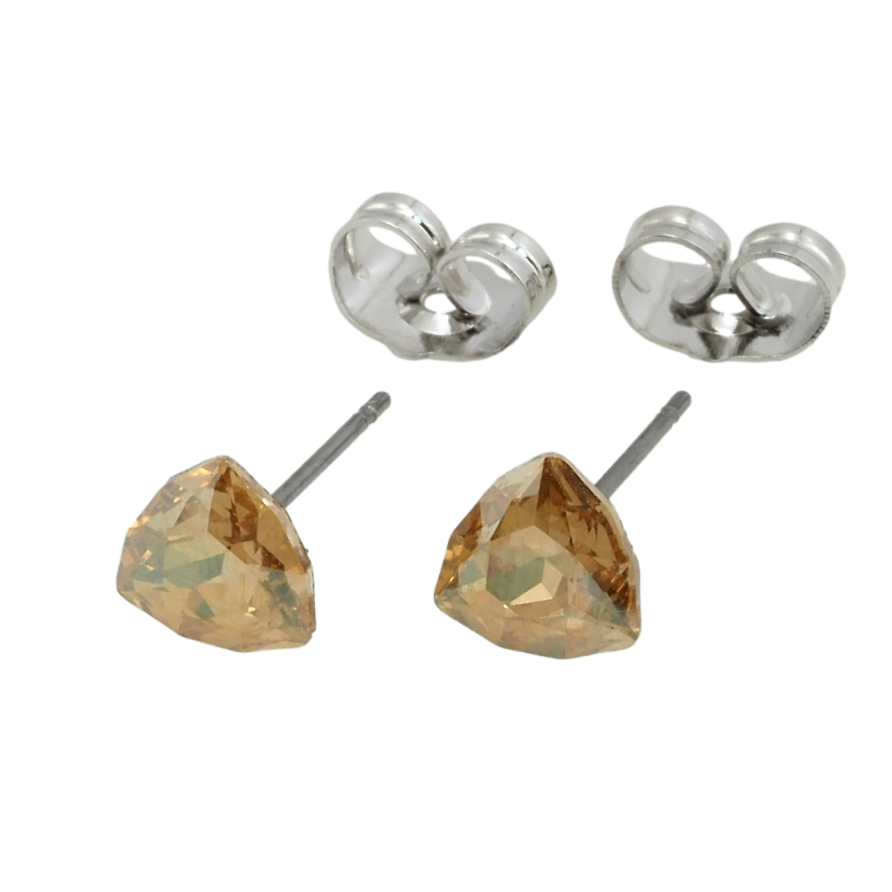 Серьги Xuping цвет Родий с кристаллами Swarovski пусеты Кристаллы Golden Shadow, 7х7мм фото №1