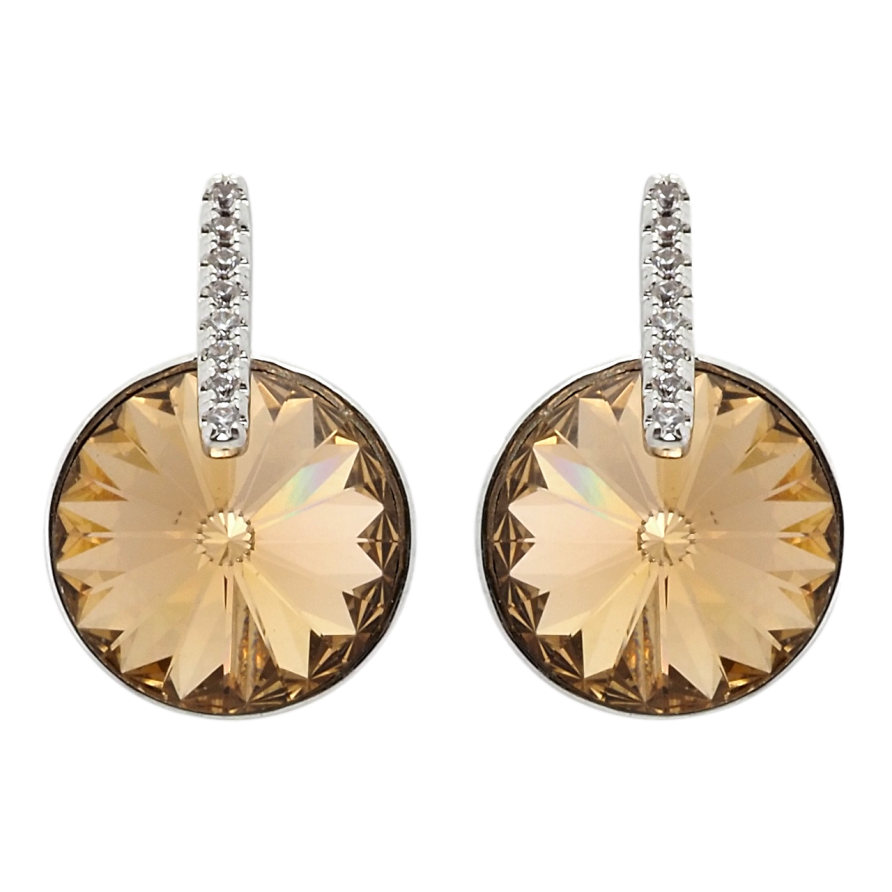 Серьги Xuping цвет Родий с кристаллами Swarovski пусеты Кристалл Light Colorado Topaz с дорожкой фото №1 Серьги Xuping цвет Родий с кристаллами Swarovski пусеты Кристалл Light Colorado Topaz с дорожкой фото №1