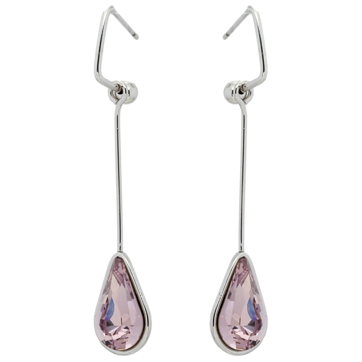 Серьги Xuping цвет Родий с кристаллами Swarovski пусеты Подвески с кристаллом Light Amethyst фото №4 Серьги Xuping цвет Родий с кристаллами Swarovski пусеты Подвески с кристаллом Light Amethyst фото №4