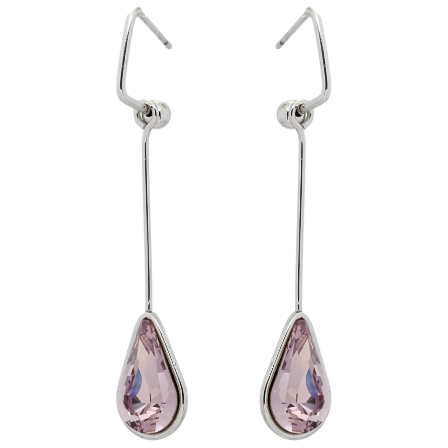 Серьги Xuping цвет Родий с кристаллами Swarovski пусеты Подвески с кристаллом Light Amethyst фото №1