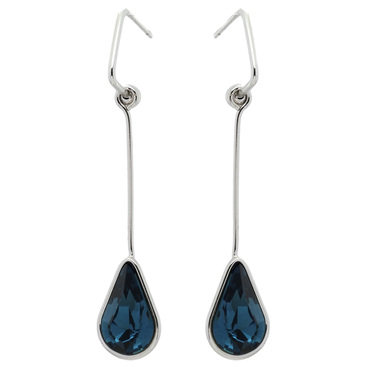 Серьги Xuping цвет Родий с кристаллами Swarovski пусеты Подвески с кристаллом Montana фото №10 Серьги Xuping цвет Родий с кристаллами Swarovski пусеты Подвески с кристаллом Montana фото №10