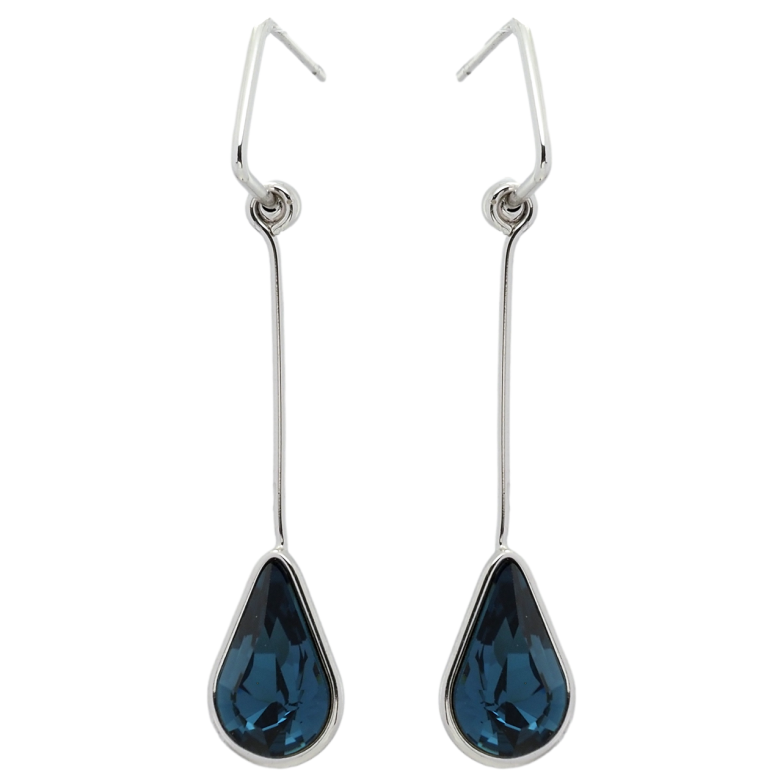 Сережки Xuping колір Родій з кристалами Swarovski пусети Підвіски з кристалом Montana фото №7
