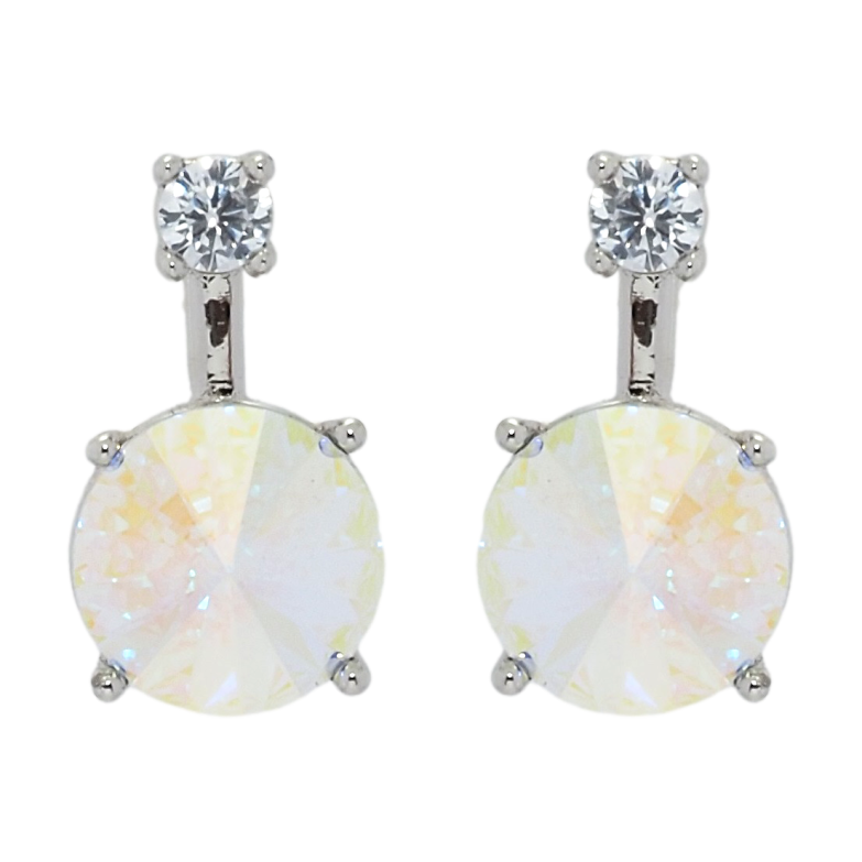 Сережки Xuping колір Родій з кристалами Swarovski пусети Кристал Light Grey Opal ø 3мм та 8 мм фото №4