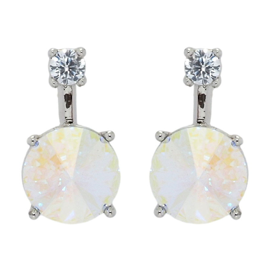 Серьги Xuping цвет Родий с кристаллами Swarovski пусеты Кристалл Light Grey Opal ø 3мм и 8 мм фото №1