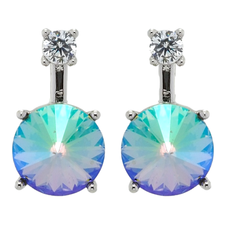 Сережки Xuping колір Родій з кристалами Swarovski пусети Кристал Erinite Shimmer ø 3мм та 8 мм фото №2 Сережки Xuping колір Родій з кристалами Swarovski пусети Кристал Erinite Shimmer ø 3мм та 8 мм фото №2