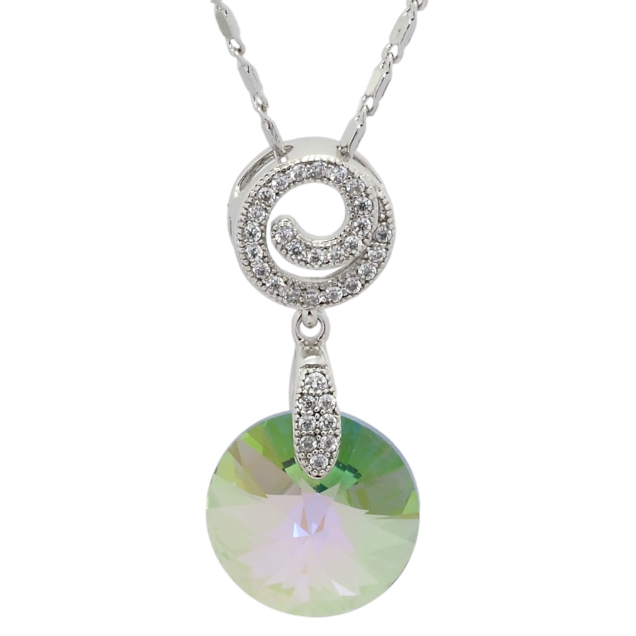 Кулон Xuping колір Родій з кр-ми Swarovski на ланцюжку Кристал Vitrail Light довжина 40-45см х 1,5мм фото №1