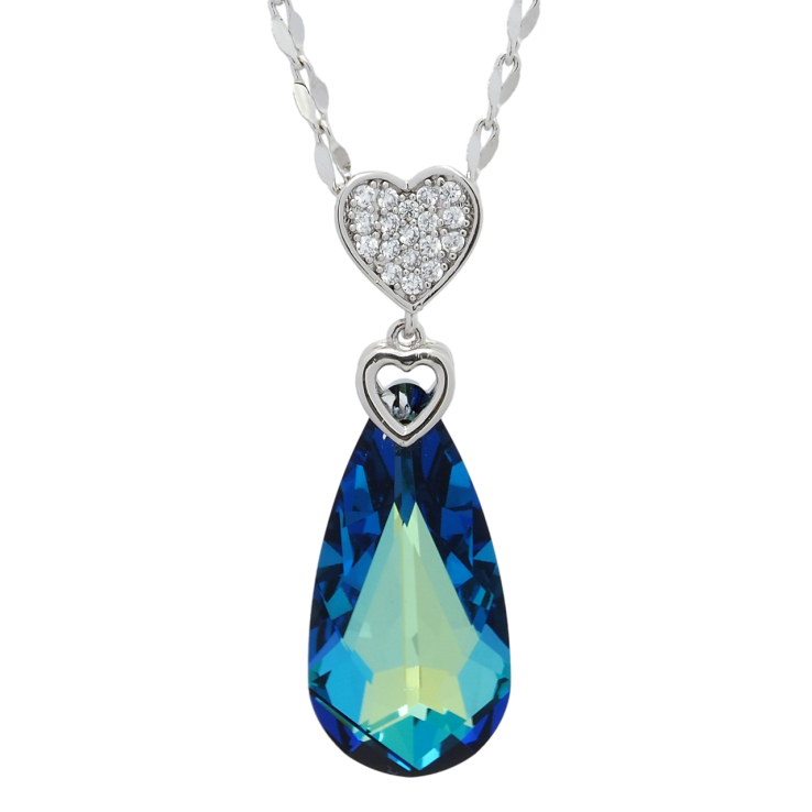 Кулон Xuping цвет Родий с кр-ми Swarovski на цепочке Сердечко с кристаллом Metallic Blue длина 40-45см х 2мм фото №19 Кулон Xuping цвет Родий с кр-ми Swarovski на цепочке Сердечко с кристаллом Metallic Blue длина 40-45см х 2мм фото №19