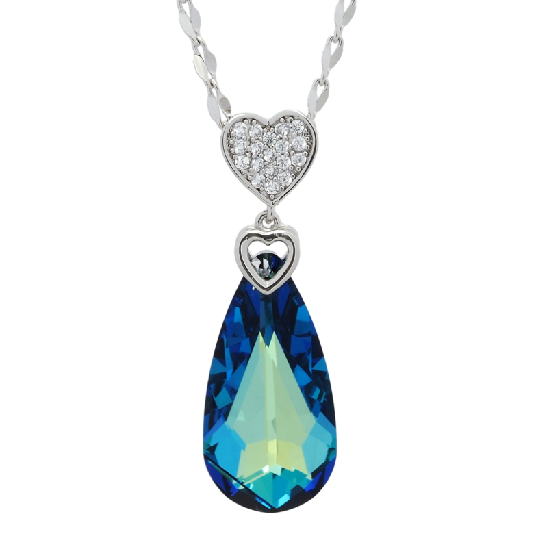 Кулон Xuping колір Родій з кр-ми Swarovski на ланцюжку Серце з кристалом Metallic Blue довжина 40-45см х 2мм фото №12 Кулон Xuping колір Родій з кр-ми Swarovski на ланцюжку Серце з кристалом Metallic Blue довжина 40-45см х 2мм фото №12