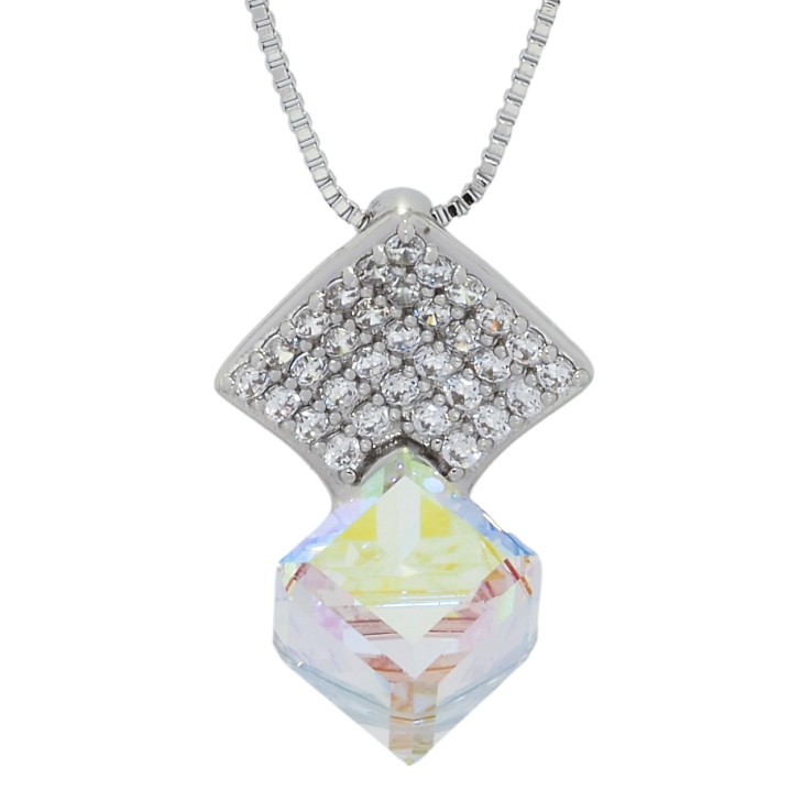 Кулон Xuping цвет Родий с кр-ми Swarovski на цепочке Ромб с кристальным кубом Shimmer длина 40-45см х 1мм фото №20 Кулон Xuping цвет Родий с кр-ми Swarovski на цепочке Ромб с кристальным кубом Shimmer длина 40-45см х 1мм фото №20