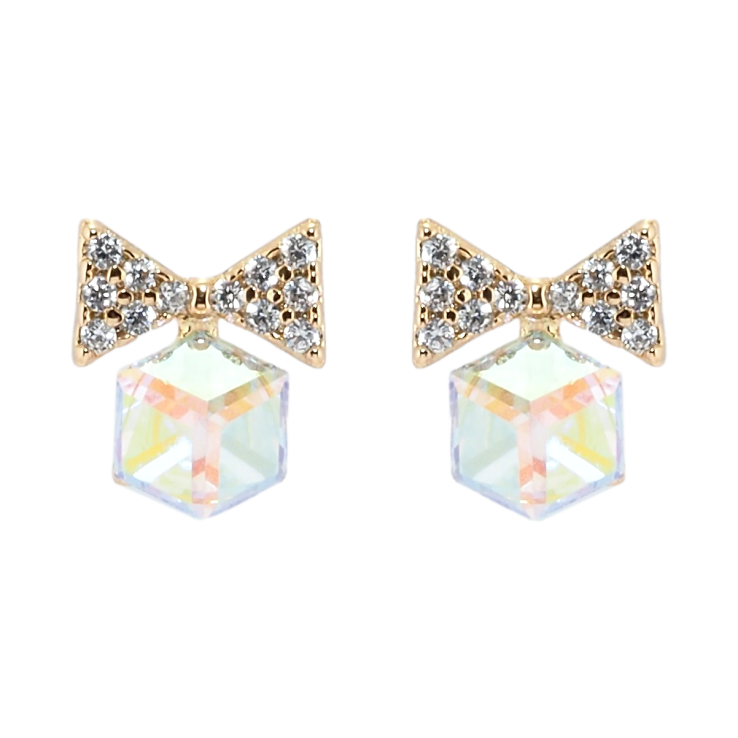Серьги Xuping цвет 18K с кристаллами Swarovski пусеты Банты с кристальными кубиками Shimmer фото №25