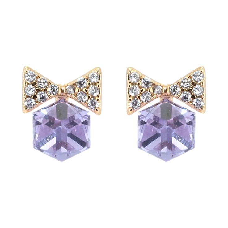 Сережки Xuping колір 18K з кристалами Swarovski пусети Банти з кристальними кубиками Tanzanite фото №9
