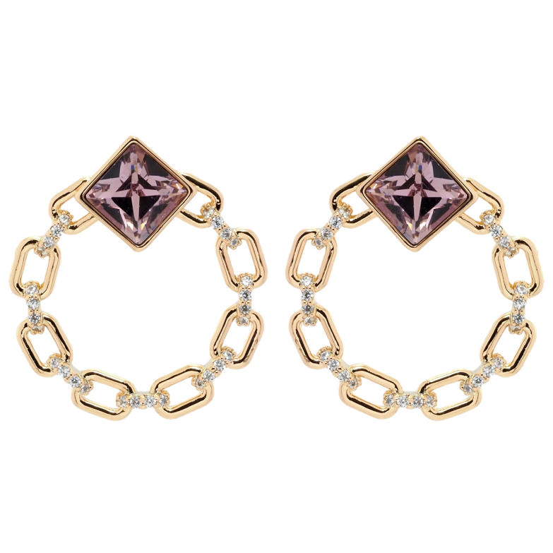 Сережки Xuping колір 18K з кристалами Swarovski пусети Кільця ланцюжок з кристалами Amethyst фото №1 Сережки Xuping колір 18K з кристалами Swarovski пусети Кільця ланцюжок з кристалами Amethyst фото №1