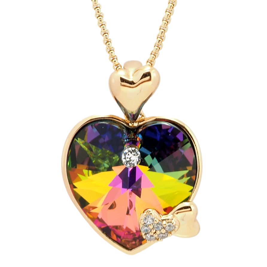 Кулон Xuping колір 18K з кр-ми Swarovski на ланцюжку Кристальне серце Vitrail Medium довжина 40-45см х 1мм фото №1 Кулон Xuping колір 18K з кр-ми Swarovski на ланцюжку Кристальне серце Vitrail Medium довжина 40-45см х 1мм фото №1