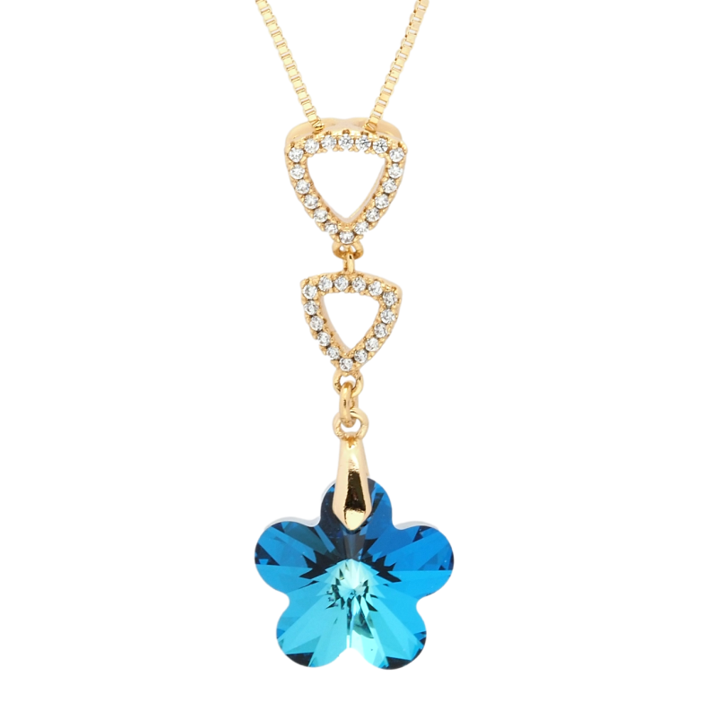 Кулон Xuping колір 18K з кр-ми Swarovski на ланцюжку Кристальна квітка Metallic Blue довжина 41-46см х 1мм фото №23 Кулон Xuping колір 18K з кр-ми Swarovski на ланцюжку Кристальна квітка Metallic Blue довжина 41-46см х 1мм фото №23