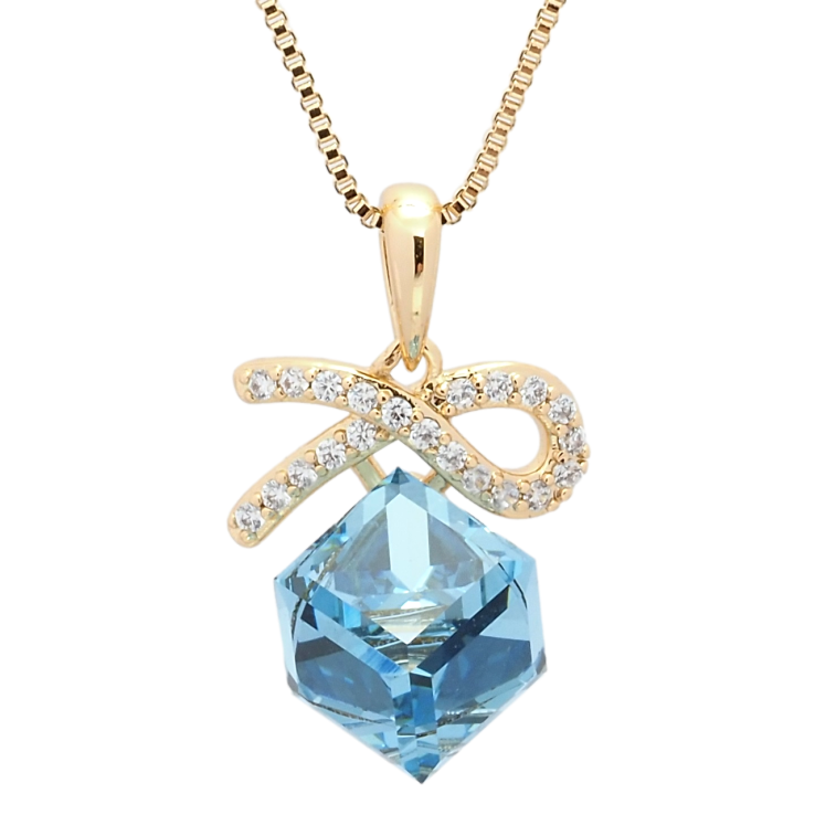 Кулон Xuping колір 18K з кр-ми Swarovski на ланцюжку Кристальний куб Aquamarine довжина 39-44см х 1мм фото №12 Кулон Xuping колір 18K з кр-ми Swarovski на ланцюжку Кристальний куб Aquamarine довжина 39-44см х 1мм фото №12